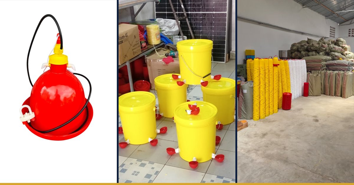 Automatic poultry drinkers, cup nipples and moulded feeder stock at Fuga