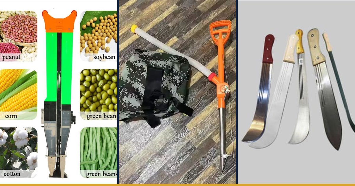 Seed planter, fertiliser applicator and hand tools for land preparation