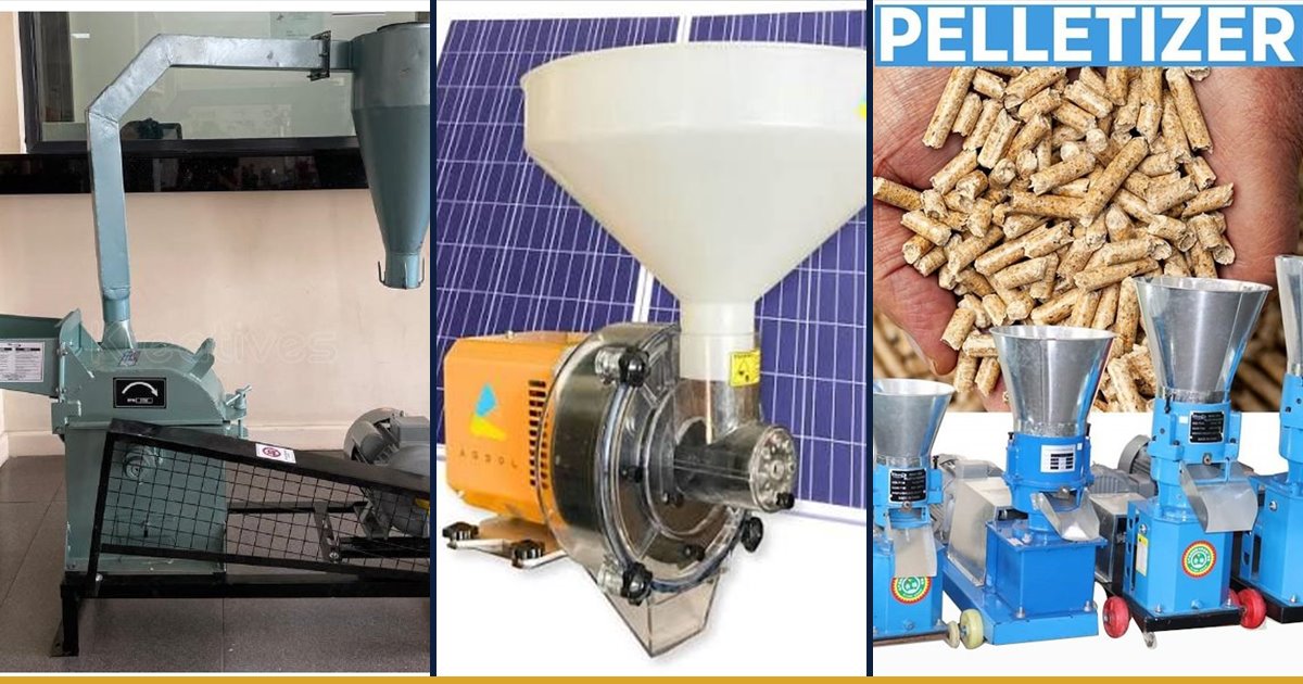 Belt driven hammer mill with an electric motor, a posho mill and pellet machines of the kind stocked by Fuga Equipment